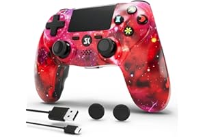 MUZELI Manette Sans Fil pour PS4, Multiplateforme Manette Compatible avec PS4/Pro/Slim/PC/iOS/Android/MacOS avec Double Vibration/Capteur de Mouvement 6 Axes/Prise Audio 3,5 mm/Pavé Tactile Sensibl(Galaxie)