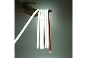 XUNATA Tira de LED COB 220V con Cinta Adhesiva, Alto Brillo 240 LED/m, IP65 Impermeable, Corte de 10cm, Luz de Cuerda Flexible con Alimentación (Blanco Frio, 3 Metri)