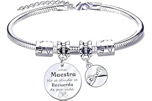 JRZDFXS Regalo de Profesora Pulsera de Mujer Regalo Maestro Pulseras Maestro Gracias Maestro por el Regalo Grabado Pulsera Graduación Regalos Cumpleaños Regalo del dia del Maestro