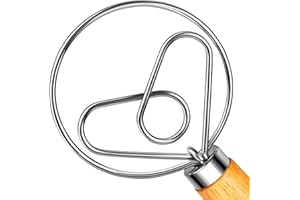 TEEVEA Danish Dough Whisk for Sourdough, Wood Handle & Stainless Steel