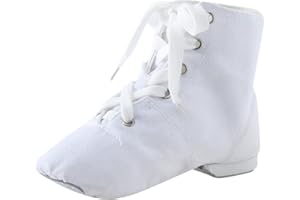 IQYU Tanzstiefel PU-Leder Jazzschuhe Ballettschuhe Tanzschuhe Damen Schnür Jazzschuh Segeltuch Tanz Flache Ballsaal Moderne Jazz für Mädchen Schnürschuhe