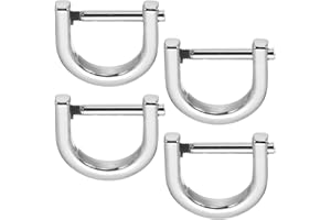 PATIKIL 9/16" D-Rings Screw in Shackle, 4 Pcs Horseshoe U Shape D Ring Zinc Alloy Semicircle Buckles Replacement for Purse Keychain Collar Accessories Craft, Silver