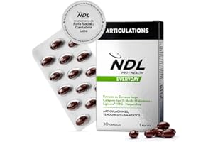 NDL Pro-Health Colágeno puro tipo II con ácido hialurónico, cúrcuma y vitamina C, funcionamiento normal de huesos, articulaciones y cartílagos - 30 cápsulas, 1 mes