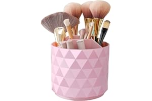 Nwvuop Make up Organizer 360° Drehbar Make Up Pinselhalter Kosmetikpinsel Aufbewahrung Kosmetik Organizer für Zimmer Decor Schminktisch, Schlafzimmer(Rosa)
