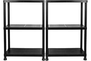 TekBox Garage Storage Shelves Black Plastic Shed Office 3 4 or 5 Tier Shelving Unit (2, 3 Tier)