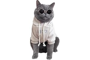 KASESSS Cat Clothes, Cat Coat, Cats Winter Outfit, Warm Kitten Clothes Hoodie, Cats Onesie with Thin Layer of Fleece, Cotton Padded Sweatshirt Long Sleeve, Cold Dress Skin Protection, Apricot, M