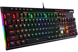 Redragon K580 VATA RGB retroilluminato tastiera di gioco, 104 tasti con interruttori marrone, personalizzabile RGB retroilluminato, 5 tasti Macro a bordo e dedicato pannello di controllo dei media