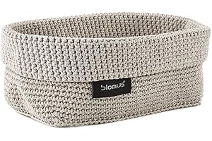 blomus - Cesto per uncinetto ELA L in fibra sintetica, sabbia, cesto per conservazione, lavorazione di alta qualità, aspetto esclusivo, ideale per asciugamani, cosmetici, ecc. (A x L x P): 9 x 12 x 20