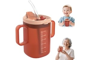 GD HUA Tazza per Anziani, 300 ML, per Bambini， Tazza per Anziani con Manico, Bocca a Becco D'anatra, Cannuccia, Apertura Uso Triplo