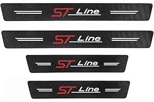 POPQ 4 Pièces Voiture Plaques Seuil Porte, pour St Line Fibre Carbone Couverture Pédale Protection Threshold Barre Plinthes Autocollant avec Logo Car Accessoires