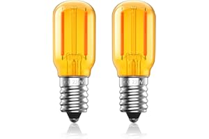 Luxvista Bombilla LED E14 T22 1W Vintage Luz Calida 2000K,Bombilla Tubular LED E14 Lampara de Sal,Mini SES Nevera Ámbar Decorativa,10W Equivalente,No Regulable,Paquete de 2