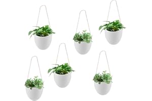 APACALI 6 macetas colgantes para colgar macetas, jarrones de pared para plantas, jarrones de pared de cerámica blanca para habitaciones, balcón y jardín