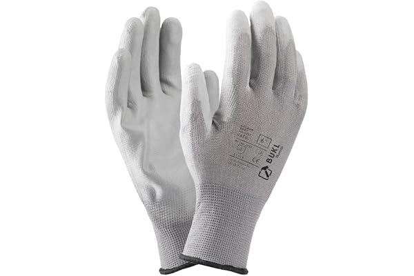3Kamido Gants de travail BUKL - Gants de montage antidérapants Sans couture, réparation, industrie automobile, travaux de précision, service automobile, atelier taille 8 (12 Paires) Gris