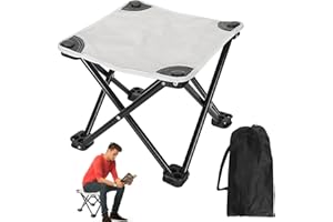 ENUTROF Camping Hocker Klapphocker Faltbar 30CM Klappbar Falthocker Fußhocker Outdoor Campinghocker Campingstuhl Klein Angelhocker mit Aufbewahrungsbeutel für Camping Gartenarbeit Angeln Wandern Jagen (Weiß)