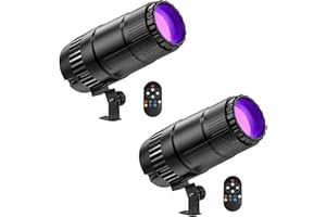 U`KING 2PCS LED Pinspot Luz 30W RGBW Pinspot LED Luces de Discoteca 4 modos LEDs Beam con Control Remoto Spot de Bolas de Espejos para Fiestas Discoteca Fiesta Boda