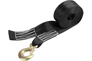ColdShine Winch Strap 5cm x 7m Heavy Duty Trailer Winch Strap with Safety Snap Hook Hook-Eye Webbing Winch Replacement Belt for Boat Jetski and Car Trailers