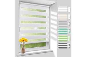 ‎HOMLAND Homland Doppelrollo Klemmfix ohne Bohren B40 x H210 cm(Stoffbreite 35cm) Weiß, Duo Rollo, Rollo Klemmrollos lichtdurchlässig & verdunkelnd, Verstellbar Fensterrollo Sonnenschutz