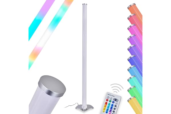 Colonne lumineuse Laugar en plastique blanc à LED RGB - réglage de la couleur par télécommande - lampadaire pour salon - chambre à coucher - chambre d'enfant