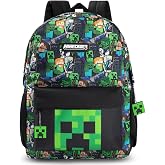 Minecraft Steve &amp; Creeper Multicolor Backpack | Back to School Graphic Print Zip Bag | Backpacks for Kids | Unisex Kids Merch