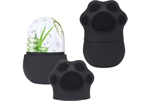 FLOWERUN 2 Piezas Ice Roller para Masaje Facial Frío, Hielo Cara Reutilizable de Silicona, Reducción de Poros y Ojeras, Refrescante y Calmante, para Cuidado de la Piel en Casa (Patas Gato Negras)