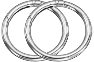 sourcing map 2pcs Metal Spring O Rings 1.5" Trigger Spring Keyrings Buckle Round Snap Clip for DIY Keychains Bag Purse Handbag, Silver Tone