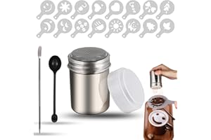 behone 19 pezzo Dosatore Cacao in Polvere Shaker Cacao Shaker per Cioccolato con 16 Stampo per Cappuccino+1 Cucchiaio Dosatore+1 Perno di Arte del Caffè Accessori fare il Caffè Latte Cappuccino