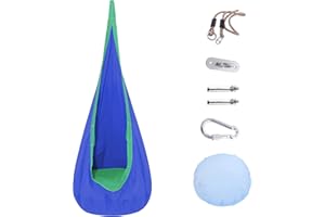 TOPIND Kids Pod Swing Seat 100% Algodón Silla Hamaca Infantil para Interior y Exterior También Sirve para Hamaca con Soporte (Azul)