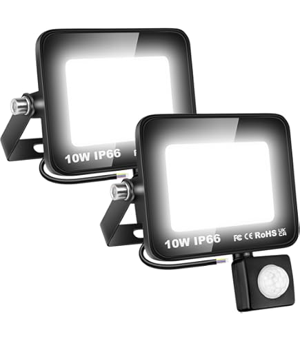 RIGIDON 2x 10W LED Strahler Mit Bewegungsmelder - 1000LM Außenleuchte IP66