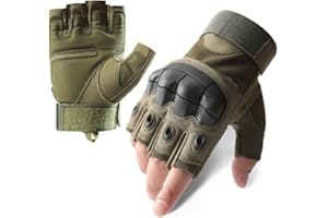 Katutude Guanti da moto da uomo, per attività all'aria aperta, da uomo, per allenamento tattico, da moto, a mezza dita, per softair, militare, paintball, moto