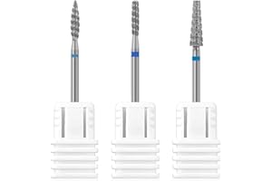 ANRUI Nagelfräser Aufsätze, 3 Stück Diamant Hartmetal Nagelfräser Bits mit Diamant-Spiralnuten, 3/32 Zoll Fräser Aufsätze für Nagelvorbereitung, Entfernung der Nagelhaut und Abgestorbener Haut