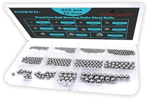 KUBOWAI 510 Pièces Assortiment de Billes en Acier à Roulement à Billes, Billes Métalliques en Acier Chromé de Précision pour Pièces de Rechange de Roue de Vélo, 2-8mm (11 Tailles)
