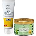 TNW-The Natural Wash Combo of Aloe Vera Gold Gel & Sun Defence Sunscreen Cream | Beauty Gel For Acne,Scars,Sunburn Treatment Prvents Dark Spots, 100 ML | SPF50 Lotion, Sun Protection For Face 50G