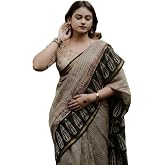 MUTED CRAFT Linen Saree for Women with Blouse Piece | P...