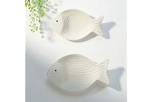 BGJJGT Juego de 2 decoraciones de pared de peces de madera, decoración de pared costera para colgar, arte náutico costero para el hogar, casa del lago o baño oceánico (blanco)