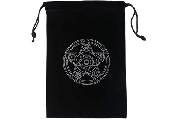 MEYANG Pochettes Tarot Carte, Carte Tarot Velours Pentagramme, Rangement Paquet Cordon, Mystérieux Rangement pour CarteTarot Divination Magie Noire