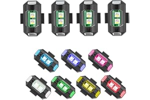 KASSAE 4 Pcs LED Aircraft Strobe Lights USB Charging, 7 Colors LED Strobe Drone Light Night Warning Lights for Drone