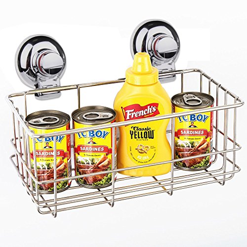 GEEKHOM Badegestell mit starken Saugnäpfen, Duschen, rostfreier Edelstahl, tiefes Badezimmergestell für Shampoos, Conditioners, als Badezimmer- oder Küchenorganisierer - 3