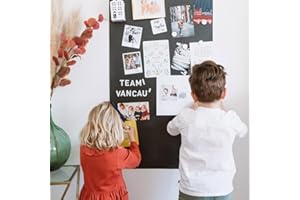 FERFLEX - Kit papier peint magnétique classique - Version Adhésif Permanent - Ardoise effacable - Deco murale - 8 aimants argentés inclus - 1mx60cm