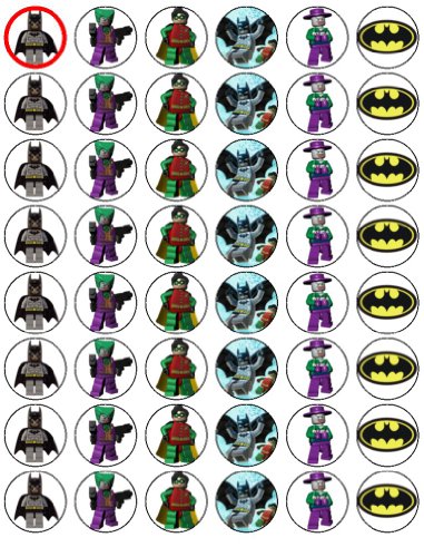 Kuchendekoration aus Esspapier, Motiv: Lego Batman, 48 Stück