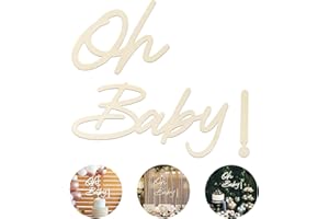 ‎HONGMA Rustikales Holzschild mit Aufschrift "Oh Baby" für Hintergrund, Boho, große Holzbuchstaben, Ausschnittschild für Kinderzimmer, Babyparty, Banner, Hintergrunddekoration, 1. Geburtstag,