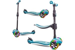 Sun Baby Monopattino per bambini 3 anni, Triciclo Scooter 3 Ruote Luminose a LED, regolabile in altezza, Children's Scooter