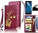Produktbild Sunroyal Ultra Slim Flip Lederhülle Etui für Samsung Galaxy S5 Mini Strass Bräunung Stil Rot Gold Schmetterling Blume Muster Abnehmbar Handy Lanyard Stand Card Holder mit Magnet Bronzing Drucken Schmetterling Golden,Elegant Retro Schön Butterfly Flower PU leder Tasche Hülle Case Bumper + 1 x Frei Displayschutzfolie und Bling Diamant Kristall Anti-Staub Stecker-Red