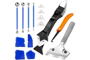 HAIZIBO Spatola per Silicone Kit,5 in 1 Strumenti per Calafataggio,Raschietto Silicone,Applicatore di Tira del Silicone,Rimozione di Sigillante per Bagno, Cucina, Finestra