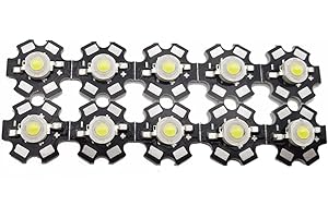 Vrabocry 10 STÜCKE Chip LED, High Power Led Chip 3 Watt Hohe Helle Integrierte Chip Lichtquelle Led-Lampe für Birne Lampe DIY Beleuchtung(6000-6500K) Mit 20mm Schwarz Stern PCB