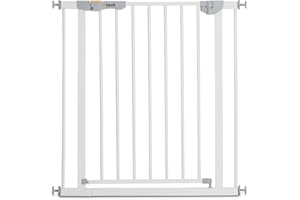 Hauck Türschutzgitter / Treppenschutzgitter für Kinder Autoclose N Stop 2 Safety Gate / selbtstschließend / ohne Bohren / 75 - 80 cm breit / erweiterbar mit separater Verlängerung / Metall Gitter weiß