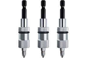 ZLFCYPHERIA 3 piezas Brocas Magnéticas de Cambio Rápido, con Soporte de Puntas para Destornillador Inalámbrico y Taladro Manual, vástago hexagonal de 1/4 pulgadas, Herramientas Pladur (Plata)