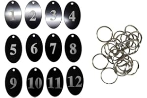 Sourcemall - Etiquetas numeradas de aleación de aluminio con llavero (negro, 1-100)