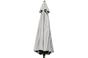 GARDEN MARKET PLACE Large Hardwood Garden Parasol Umbrella - 3.5M Wide - (Light Grey)