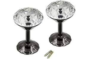 BTSKY A Pair Extra Large 60mm Glass Crystal Curtain Hold Backs Tie Back Wall Hook Tassel Holder with Chrome Base (Black)