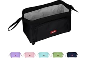 Shpucise Large Pencil Cases for Girls, Big Capacity Pencil Pouch for Women, Handheld Pen Bag Stationery Organizer Office Makeup Bag School Pen Case for Teenage Girls Boys Men Women Adult (Black)